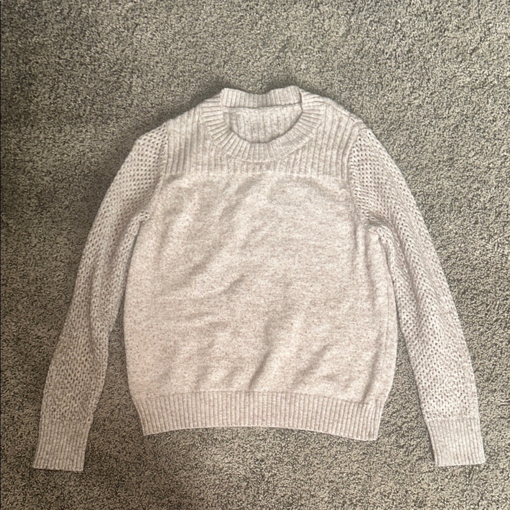 SHEIN Gray Crew Neck Sweater with Ribbed Texture